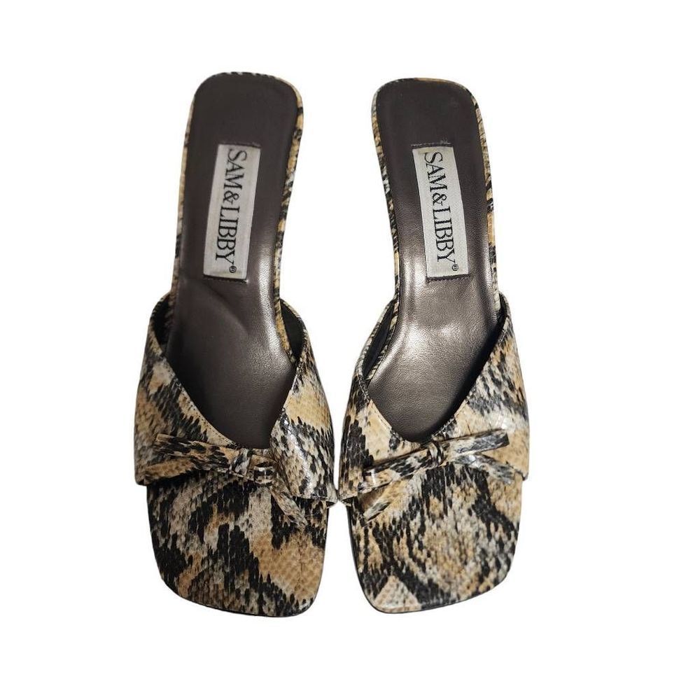 Sam & Libby Vintage Chunky Snake Print Heels Size 8.5 Excellent Condition